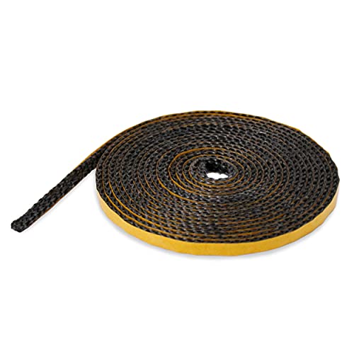 LANZZAS Ruban de verre – Dimensions : 8 x 3 mm – Longueur : 3 m – Joint plat / joint de cheminée noir