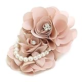 [ジュエルボックス] JewelVOX コサージュ 花 パール ストーン クリップ付き ダブル 立体 フラワー お呼ばれ 大きめ フォーマル おしゃれ ピンク
