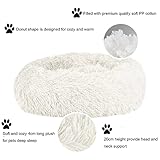 Katzenbett Hundebett Flauschig Waschbar rund Katzenkissen Hundekissen Plüsch Haustierbett Donut Hundekorb Katzenkorb für Katzen und kleine mittelgroßen Hunde (70CM, Weiß)