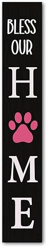 Miniatura 3 de TYmall Letrero rústico de bienvenida de 48 pulgadas para porche delantero de pie Bless Our Home, letrero de bendición para perro, gato, pata,