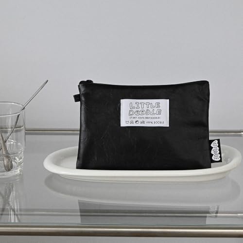 Image of Monolike Little Doodle Flat Pouch, Black - Makeup Bag, Cosmetic Bag, Travel Bag, Toiletry Bag, Organizer, Storage Bag