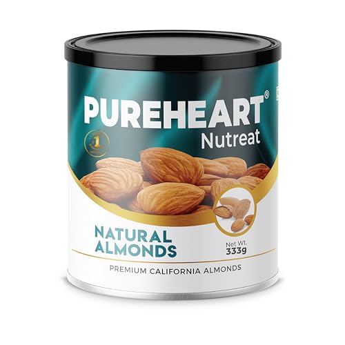 Image of Pureheart Nutreat Natural Almonds (333 gm) Premium California Almond Nuts /Dry Fruit, Crunchy & Delicious Dried Badam