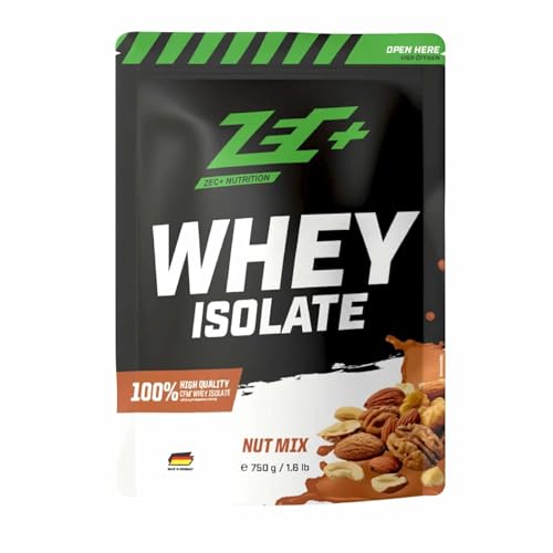 ZEC+ WHEY ISOLATE - Fettarmes Eiweißpulver aus reinem Molkenprotein, laktosearmer Eiweißshake - Made In Germany - 750g, Nuss Mix