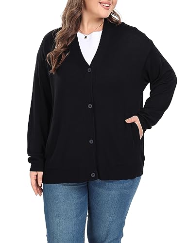 Shiaili Classic Plus Size Sweater for Women Non-Bulky Soft Stretch Cardigans