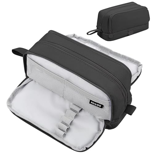 My Royale®   Estuche Escolar 4 Compartimentos, Estuche Gran Capacidad, Estuches para Colegio, Estuches Grandes, Material Escolar, Todos Tus útiles organizados, Pencil Case, Color Negro. (Negro)