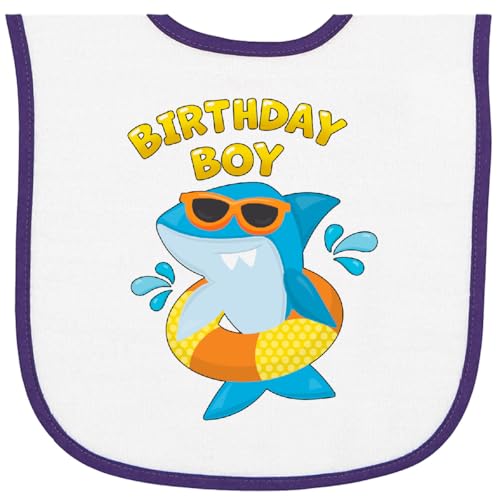 inktastic Birthday Boy- Shark Pool Party Baby Terry Cloth Bib