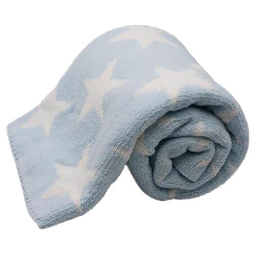 Image of Chenille Baby Blanket for Boys & Girls, Soft Plush Toddler Blanket, 40x30 Inches (Blue Stars)