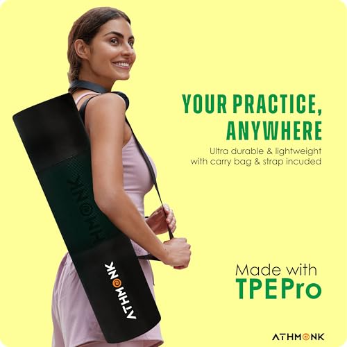 Image of Dual Colour TPE Pro Yoga Mat for Woman and Man with Alignment Guide Lines | Home Gym Equipment Exercise Mats for Workout | 6mm Thick Anti Slip Mat for Kids | Big Size with Cover Bag, Teal