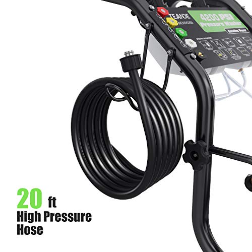 TEANDE 4200PSI Gas Pressure Washer Power Washer 3GPM 209CC Gas Powered Pressure Washer, 5 Adjustable Nozzles, 20ft Pressure Hose, Dual soap Tank (Black)