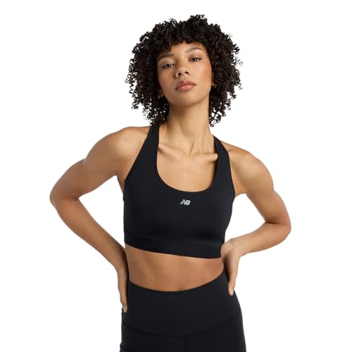 New Balance Women's NB Essential Run Bra, Black, L (D-DD)