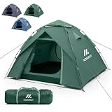 NORDMUT® Tenda Pop-Up 2-4 Persone – Montaggio Istantaneo, Impermeabile & Protezione UV – Tenda da Campeggio con Ottima Circolazione dell’Aria (Verde)