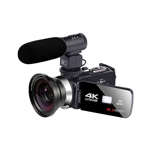 Caméscope numérique 4K HD avec vision nocturne wifi et objectif grand-angle pour streaming domestique