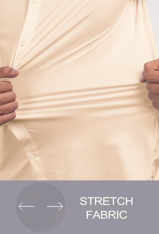 Men’s Muscle Fit Dress Shirts Athletic Slim Fit Short Sleeve Stretch Casual Button Down Shirt - Image 5