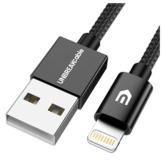 UNBREAKcable iPhone Ladekabel 2M [MFi Zertifiziert] Lightning Kabel auf USB für iPhone X/XS/XS MAX/XR, 8/8 Plus, 7/7 Plus, 6S/6S Plus/6 Plus, iPhone 5S/5C/5, iPad - Nylon Schwarz