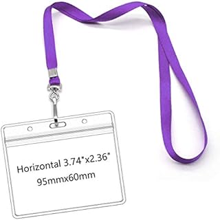 Lanyards with Id Holder Name Badges Waterproof Name tag Badge Holders with Neck Lanyard Swivel J-Hook Clip 50 Pack (Gray, Horizontal)