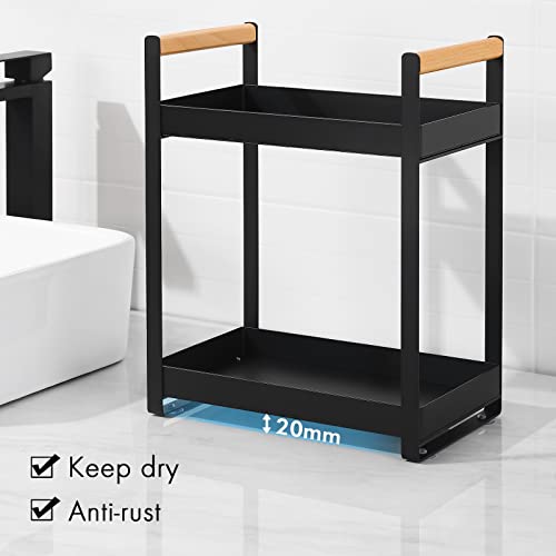 Kes 2 Tier Kitchen Countertop Organizer, Bathroom Organizer Countertop Wooden Handles, Kitchen Spice Rack Organizer, Matte Black, Bsc501-Bk #TOP6