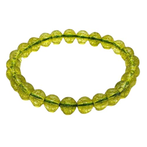 Handmade Natural Gemstone 8mm Round Beaded Stretch Bracelet For Men And Women, Unisex Healing and Spiritual Gift jewelery (PERIDOT HYDRO BRACELET)