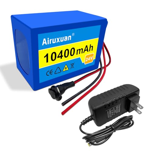 Airuxuan 24V 10.4Ah Lithium Battery Pack, 24V are Leads Wire