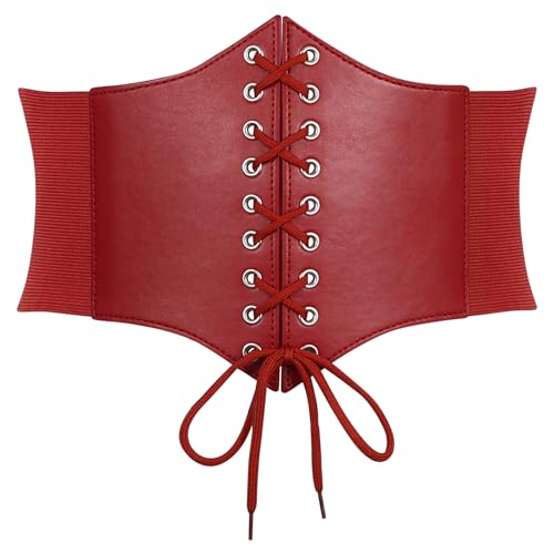 SUOSDEY Women Corset Waspie Belt Lace-up Retro Elastic Wide Belt for Dress Costume Halloween