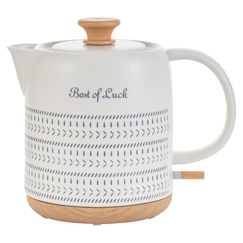 LONGSEED Ceramic Electric Kettle 1 Quarts, Hot Water Boiler Electric Kettles, Tea Pot with LED Light, Boil Dry Protection, Short Spout 1000W Fast Boil, Automatic Shut-off