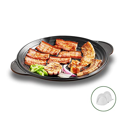 Korean Bbq Grill Pan, Non-Stick Coating, Stovetop And Induction Cooker Friendly, Barbecue Plate For Home, Camping And Outdoor Griddle, Pfoa Free, Healthy/Smokeless On Stove (12.6", Black) #TOP1