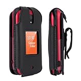 BELTRON Leather Case for Consumer Cellular Iris Flip Phone (2023) - Features: Secure Fit, Rotating Belt Clip, Screen & Keypad Protection (SH3320) - Black
