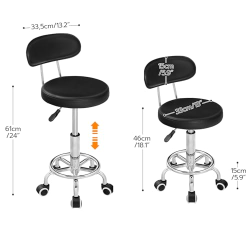 image for HOOBRO Drafting Swivel Chair, PU Leather Rolling Stool with Back Suppo