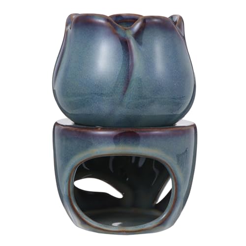 TOYANDONA Tulip-shaped Ceramic Incense Stove Aromatherapy Holder for Home Decor Aroma Heating Burner with Detachable Base Gift for Office Yoga Bedroom Christmas and Daily Use