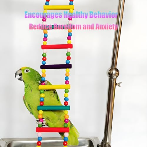 Bird Toys for Parrots Parrot Bridge, Swing Toys, and Ladders for Macaws, African Greys, Budgies, Cockatiels & Parakeets - Wooden Bird Ladder and Swing Toys for Play and Training (10Inch- 4 Ladders) - Thumbnail 5