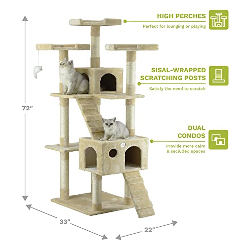 Go Pet Club 72" Cat Tree Condo Furniture - BeigeCat Tree Furniture