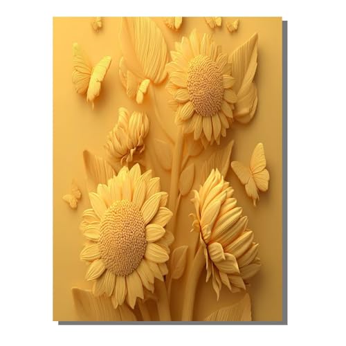5D Diamond Painting, Girasol Amarillo Pintura de Diamante, Cuadrado Taladro Completo DIY Diamante Painting, Gemas Artesanía kit de Arte de Mosaico, Ideal Principiantes Niños Regalos 50 x 70 cm SYLF220