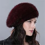 Women Winter Fur Hats Mink Fur Hat Thick Knitted Berets Female Casual Caps