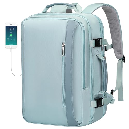 PIJUSHI Travel Backpack for Women Expandable Carry on Luggage Backpack Airline Approved Personal Item Laptop Bag(PE034 Blue)