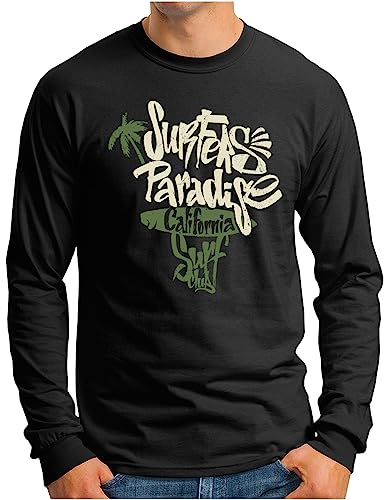T-shirt manches longues OM3 Cali Surfing Paradise noir XL pour homme