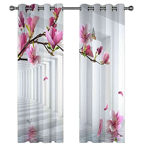 Rideau occultant thermique isolant phonique à oeillets rose lot de 2