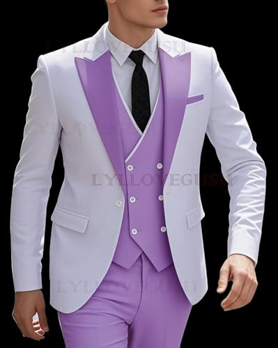 3 Piece Double Breasted Suits for Men Slim Fit Wedding Mens Tuxedos Suits Sets One Button Blazer Vest Pants2