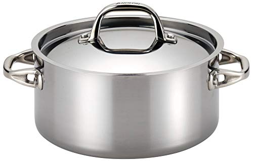 Anolon Tri-Ply Onyx Dutch Oven, 5 Quart, Stainless Steel