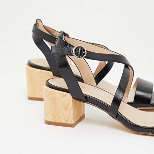 Image of shoexpress Women's Block Heel Open Toe Sandals with Buckle Closure