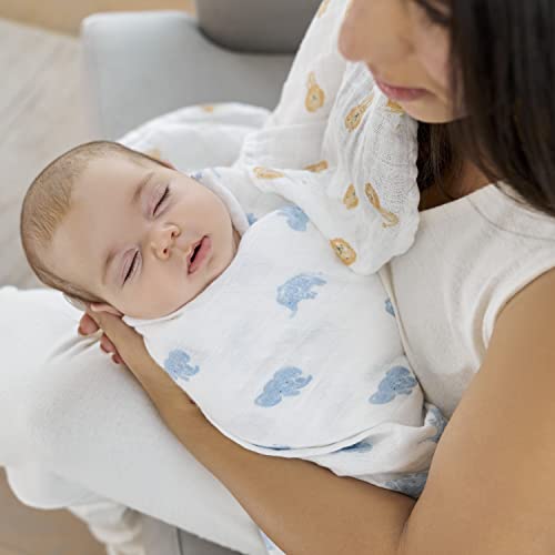 Image of aden + anais Boutique Organic Swaddle Blanket 4-Pack - 100% Organic Cotton Muslin, Large, Soft, Breathable Receiving Blankets for Infants - Lightweight Multi-Use Baby Swaddles, Animal Kingdom