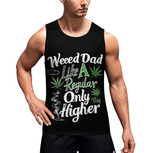 Dads Against Weed Dad Men's Slim-Fit Tank Top Gym Muscle Tee Sleeveless T Shirt for Workout Athletic 3XL