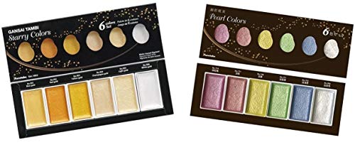 Kuretake Gansai Tambi STARRY & PEARL Colors Set (MC20SC/6V + MC20PC/6V)