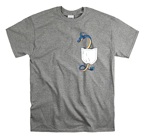 T-shirt dragon dans la poche gris L vêtement streetwear homme femme