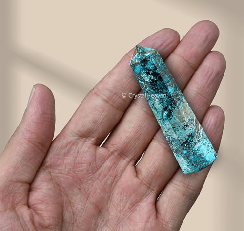 Image of Crystal Heaven Certified Chrysocolla Tower Obelisk Point For Chakra, Healing And Balancing - Aaa Grade Original Certified Gemstone Agate For Reiki Meditation Yoga Spiritual (2-3 Inches)