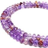 ABCGEMS Brazilian Super 7 Beads (Cacoxenite, Amethyst, Lepidocrocite, Goethite, Rutile, Smoky Quartz & Crystal Quartz) Healing Chakra Energy Crystal Stone Diamond-Cut Micro-Faceted Rondelle 8mm