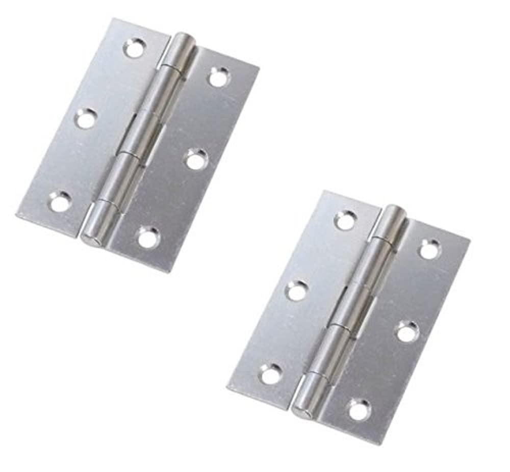 Merriway Bright Zinc Plated Bh03801 (2 Pcs) 63Mm (2.1/2 Inch) Steel Narrow Utility Hinge - Pack Of 2 Pieces