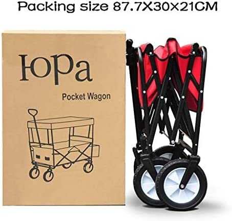 Carro pieghevole per bambini con parasole e pioggia – Carrello per passeggino push-pull per spiaggia, parco, campeggio e giardino – Baldacchino pieghevole incluso