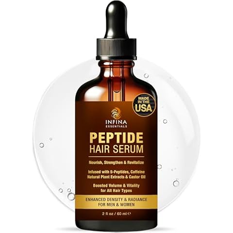INFINA ESSENTIALS Peptide Hair Serum for Hair Growth Men & Women - Copper Peptides for Hair Growth - Caffeine Hair Growth Serum for Hair Thinning & Loss - Multi Peptide Serum for Hair Density 2 fl oz Cover