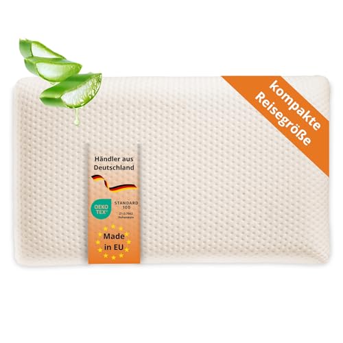 sleepling kleines Reisekissen 25x42cm, Höhe 10cm, Nackenkissen, orthopädisches Kissen, Komprimierbares Memory Foam Visco Kopfkissen 25 x 42 cm,...