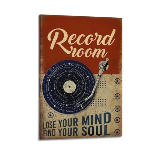 Toile Record Room vintage pour une ambiance loft dans votre salon