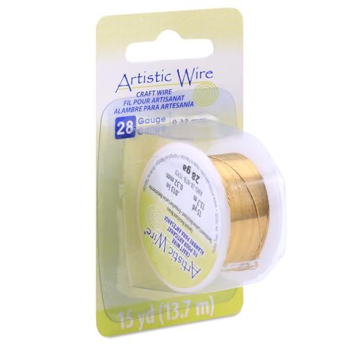 Artistic Wire, 28 Gauge Tarnish Resistant Brass Craft Wire, 15 yd